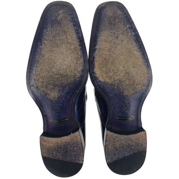 Mezlan Custom Marbleized Blue Leather Dress Shoes 8.5M Wingtip Tassel Loafers - Picture 3 of 16